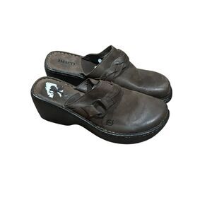 Born brown clog mules wedge leather 8 39